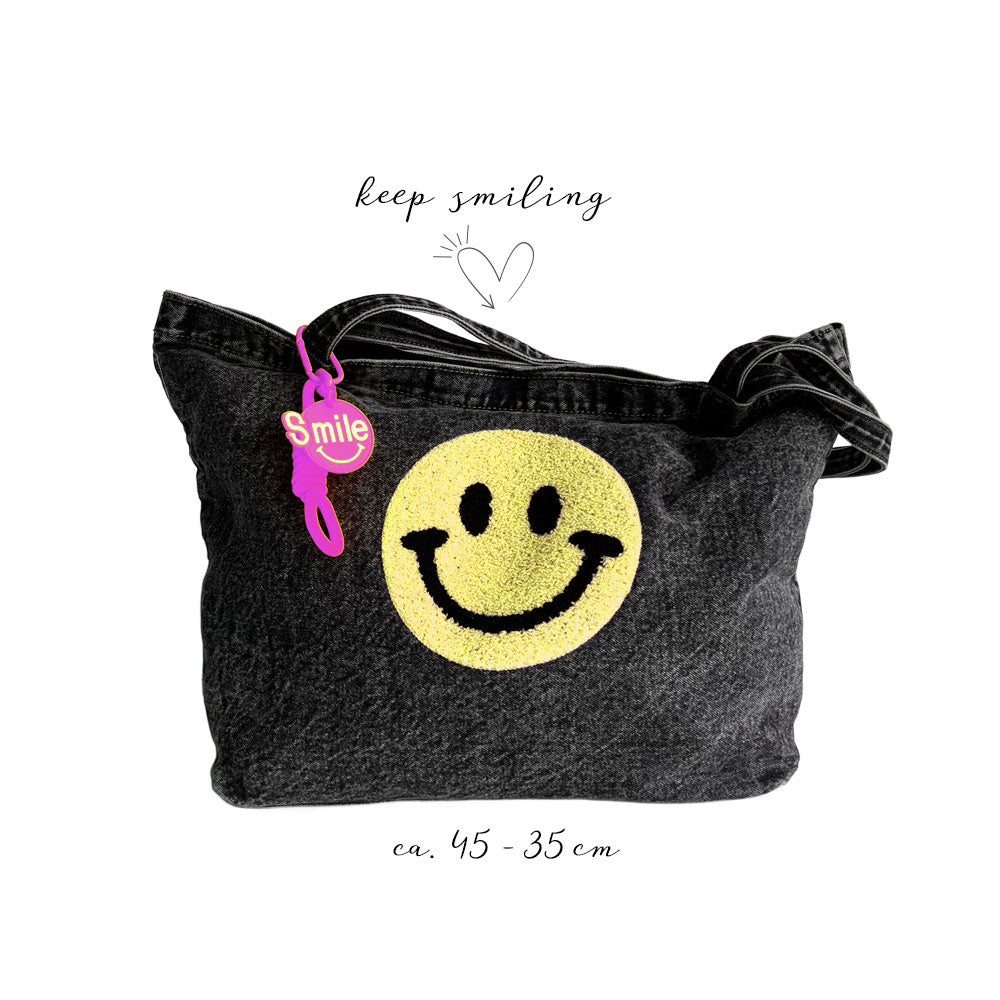 Jeanstasche Dark Grey & Yellow Smile