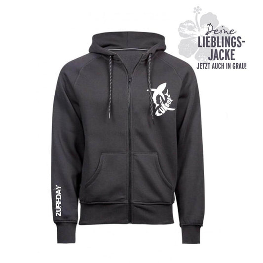 Tolle Kapuzensweatjacke für Männer in der Farbe Navi und Grau erhältlich