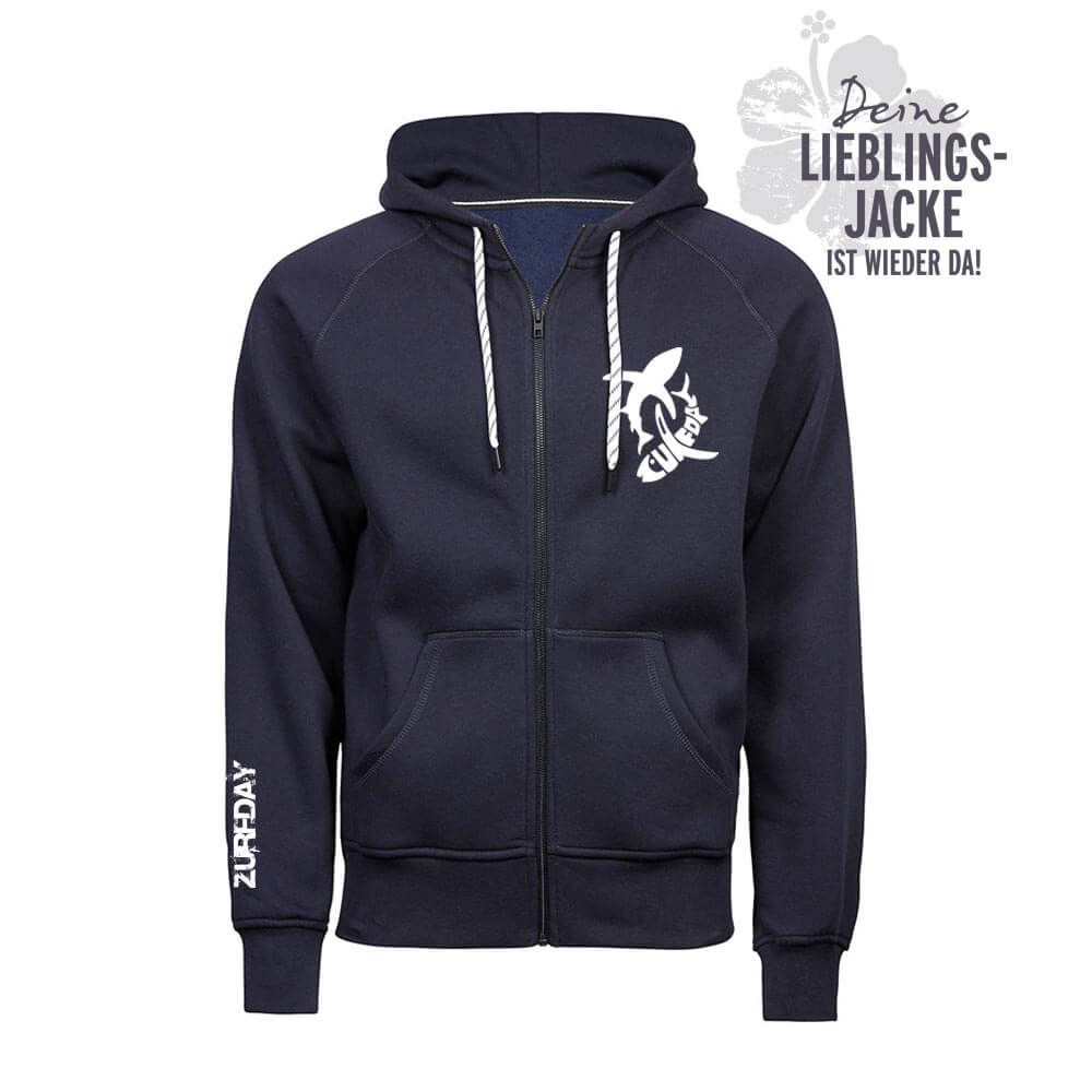 Tolle Kapuzensweatjacke fĂŒr MĂ€nner in der Farbe Navi und Grau erhĂ€ltlich