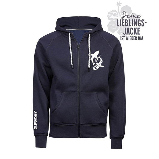 Tolle Kapuzensweatjacke für Männer in der Farbe Navi und Grau erhältlich