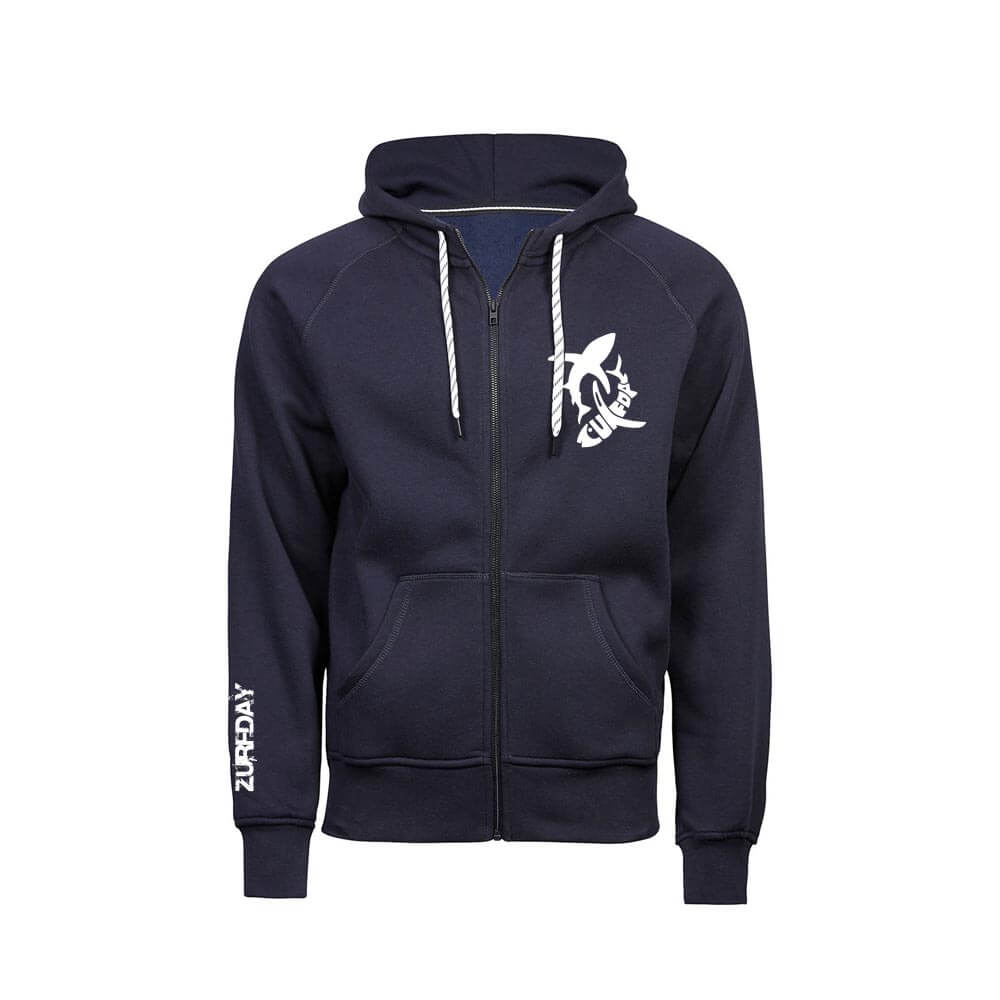 Tolle Kapuzensweatjacke für Männer in der Farbe Navi und Grau erhältlich