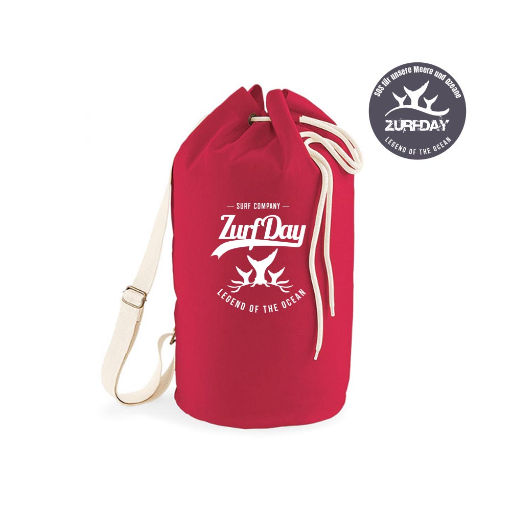 roter Seesack aus starker Baumwolle mit Kordelzug von zurfday