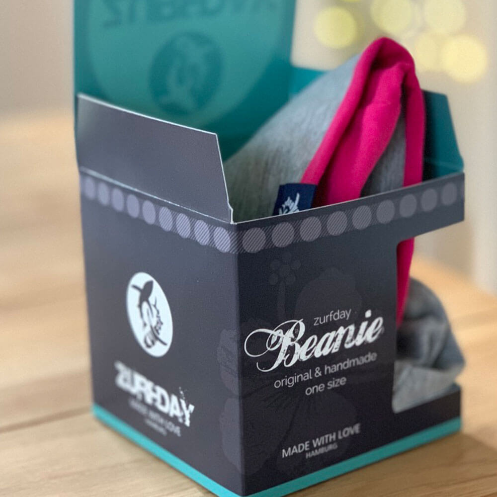 Wende Beanie, pink/grau