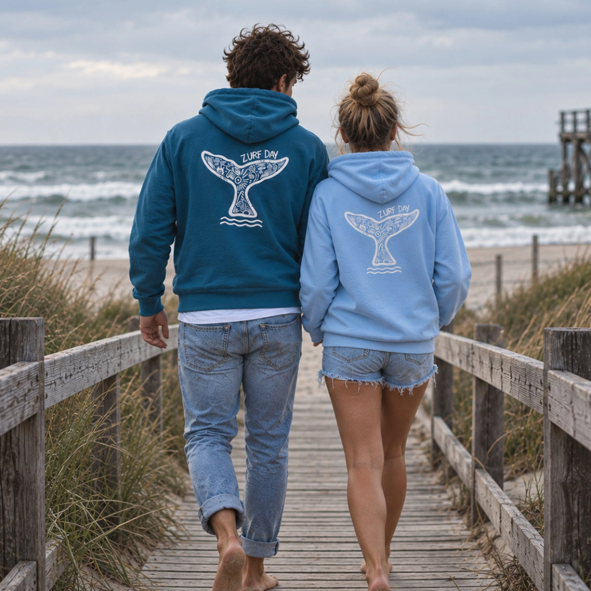 Couple Hoodie Bundle – Blue Milla & Blue Fin