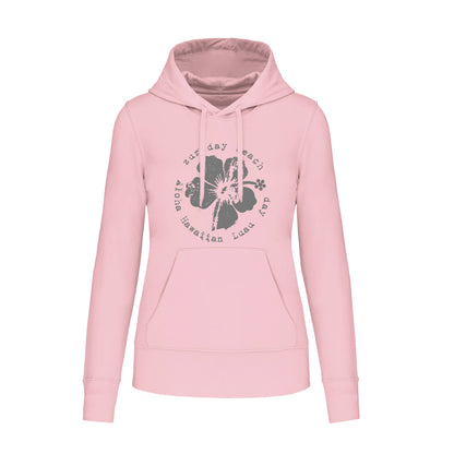 Zurfday Kapuzensweatshirt in Rosa mit grauem Print.