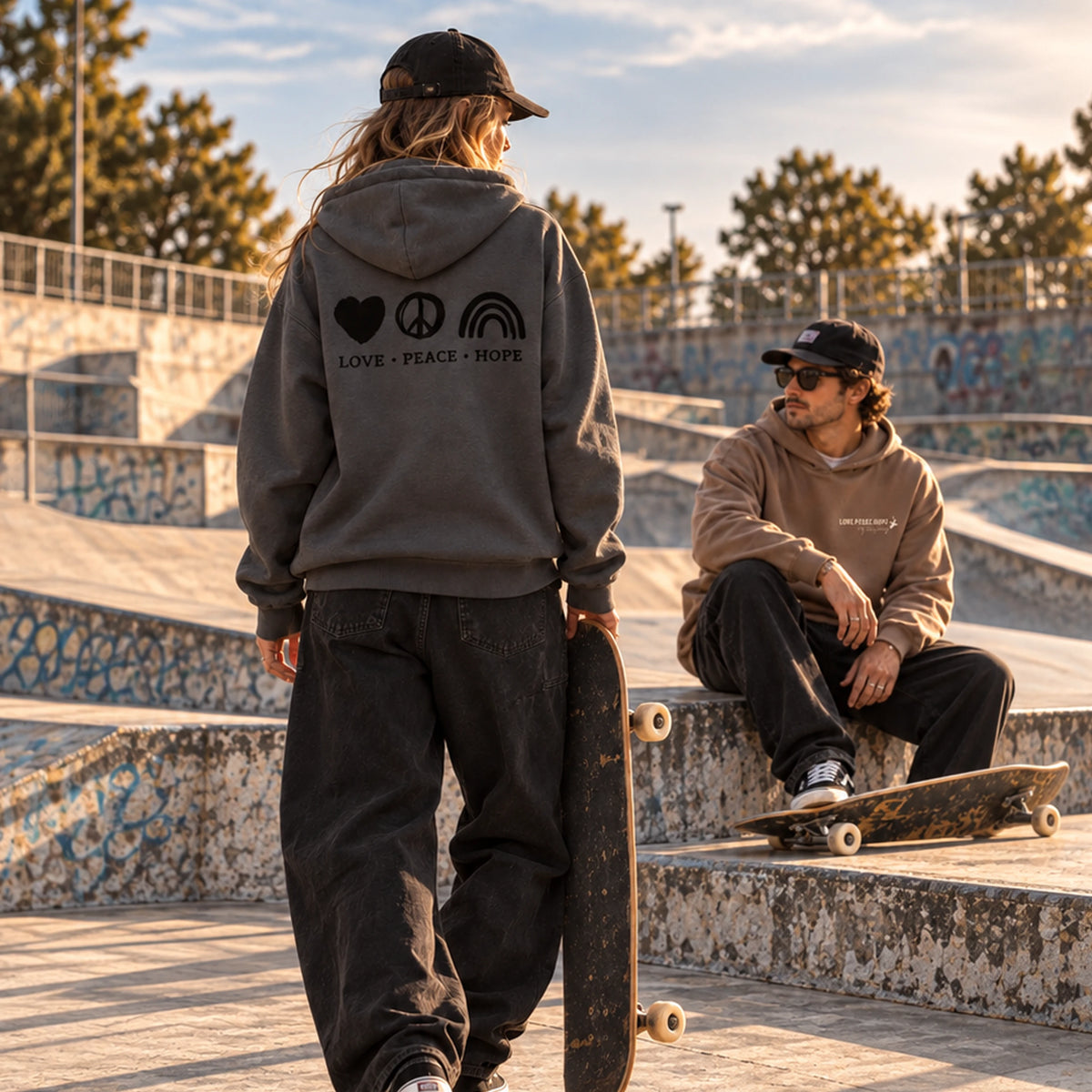 Oversize Hoodie Doppelpack – Love Peace Hope