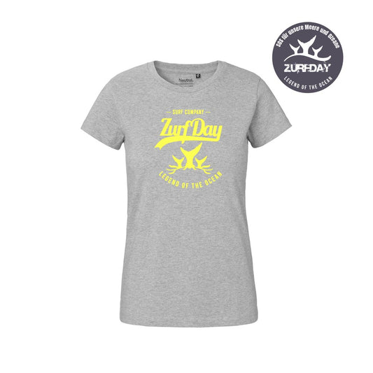 Graues Zurfday-T-Shirt mit gelben Print.